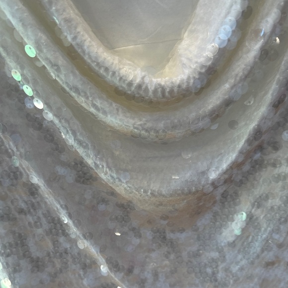 INC White Sequin Drape Neck Top - Picture 3 of 4